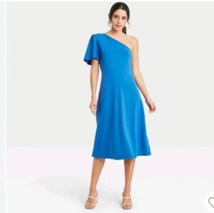 Women's One Shoulder Midi Blue Dress - Who What Wear